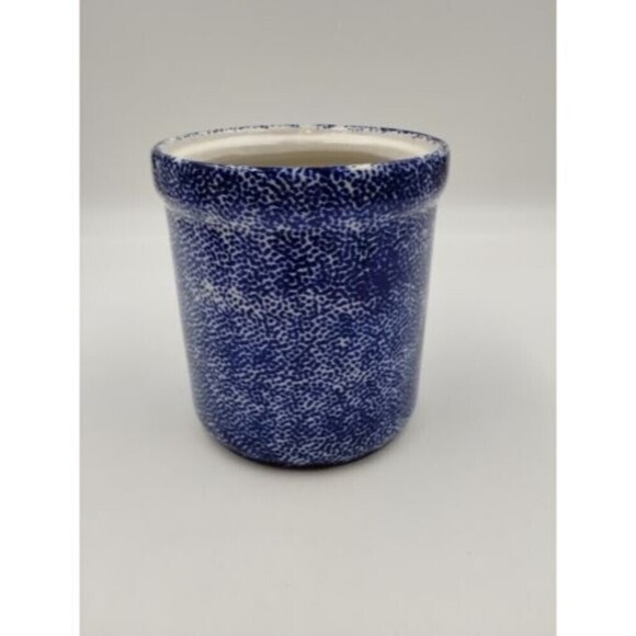 Corelle Coordinates Jay Imports Blue Hearts Stoneware Jar Utensil Holder 80s - Picture 3 of 8